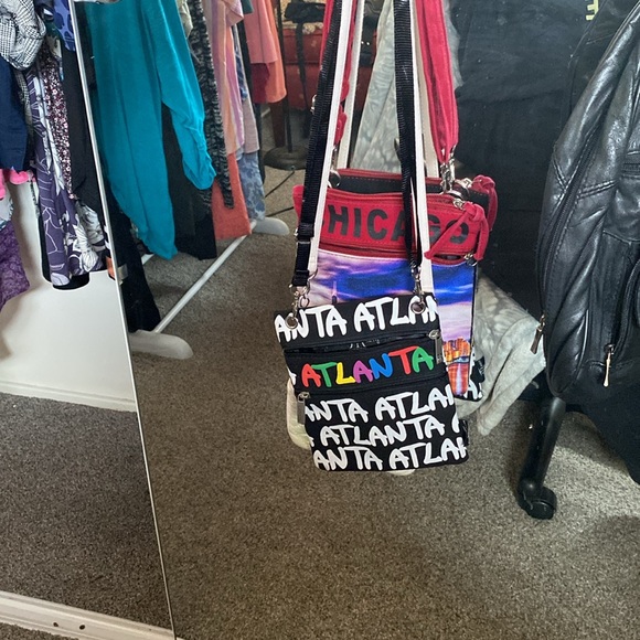 Robin Ruth Atlanta crossbody bag two pockets slim cloth purse - Picture 3 of 3